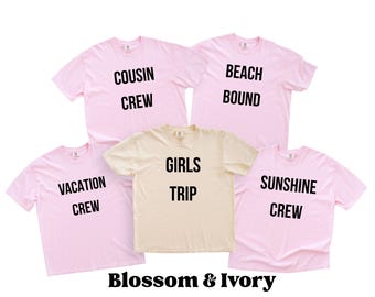 Camisas familiares a juego con colores cómodos, camisas para viajes de primos y hermanas, camisas a juego para viajes de chicas 2026, camisas para vacaciones en la playa