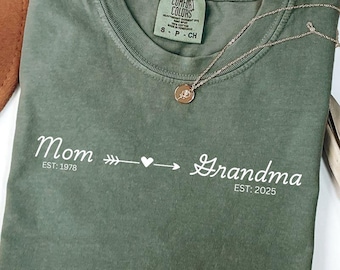Camiseta Comfort Colors para mamá y abuela, Camiseta personalizada para abuela, Regalo de cumpleaños para la nueva abuela, Regalo del Día de la Madre para mamá, Regalo para la nueva abuela