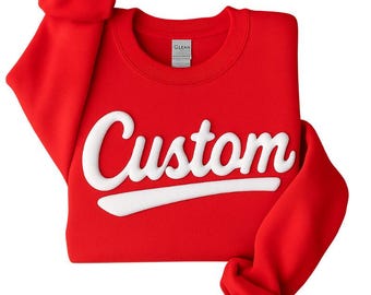Personalized Puff Print Team Shirt, Custom Company Logo Tee, Embossed Vinyl Print, Metallic Puff Lettering, Custom Sports & School T-Shirt