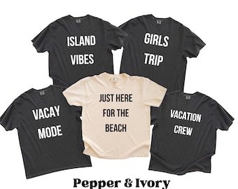Camisetas de viaje para chicas con colores cómodos, camisetas a juego para el día de las vacaciones, camisetas de despedida de soltera, camisetas de vacaciones para chicas, camisetas personalizadas para grupos de mejores amigas