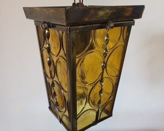 Amber glass hanging lantern