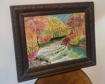 Old forest landscape painting