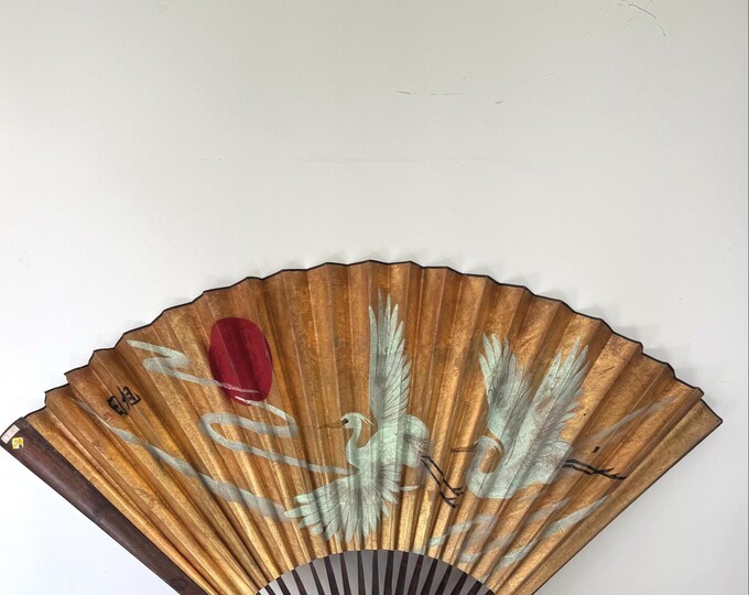 Large Vintage Japanese Bird Fan - Etsy