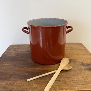 Old red enamel pot