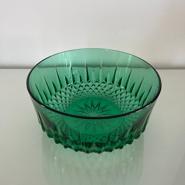 Saladier ARCOROC vert émeraude en verre trempé années 70 vintage