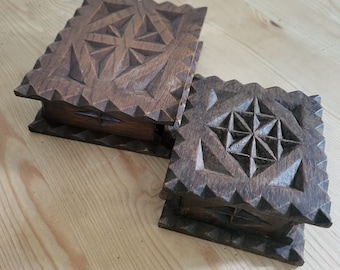 Hand carved wooden boxes