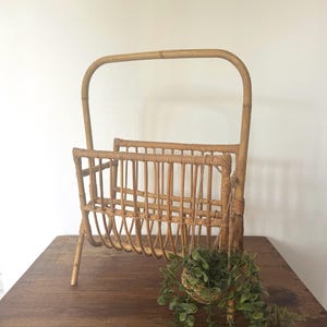 Vintage rattan magazine rack