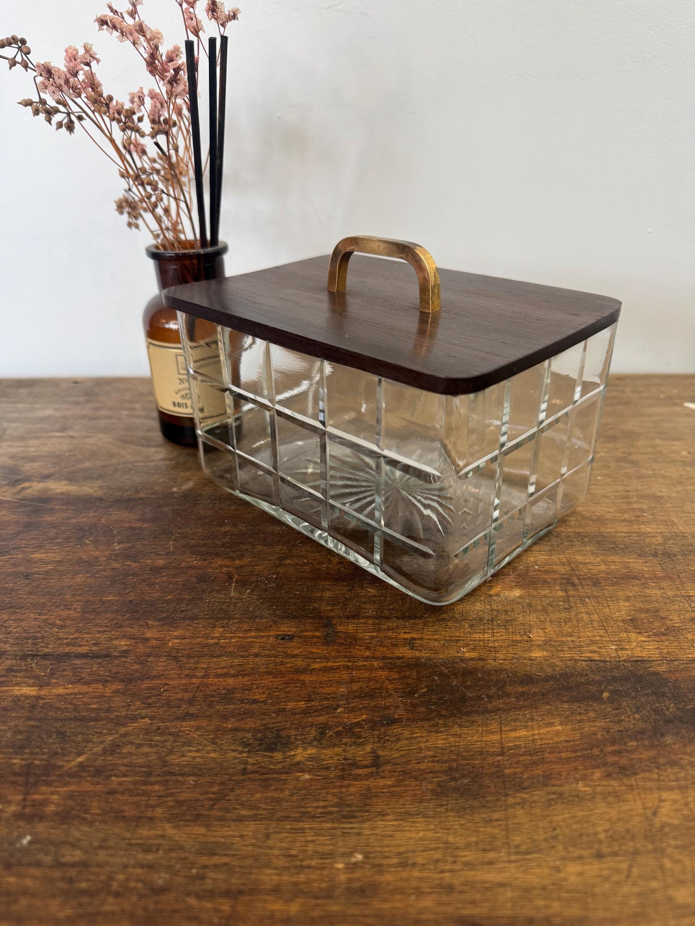 Boîte à Sucre Ancienne En Bois Et Cuivre - France 1960/70 - Décor Cuisinier