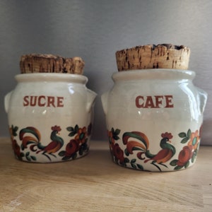 Vintage stoneware coffee sugar pots