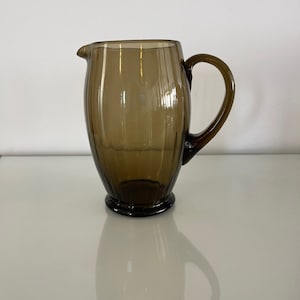 Vintage smoked glass pitcher, jug, carafe