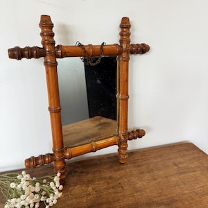 Antique wooden bamboo mirror