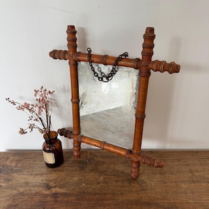 Antique wooden bamboo mirror
