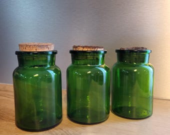 蓋付きの緑色のガラス瓶 - Etsy 日本
