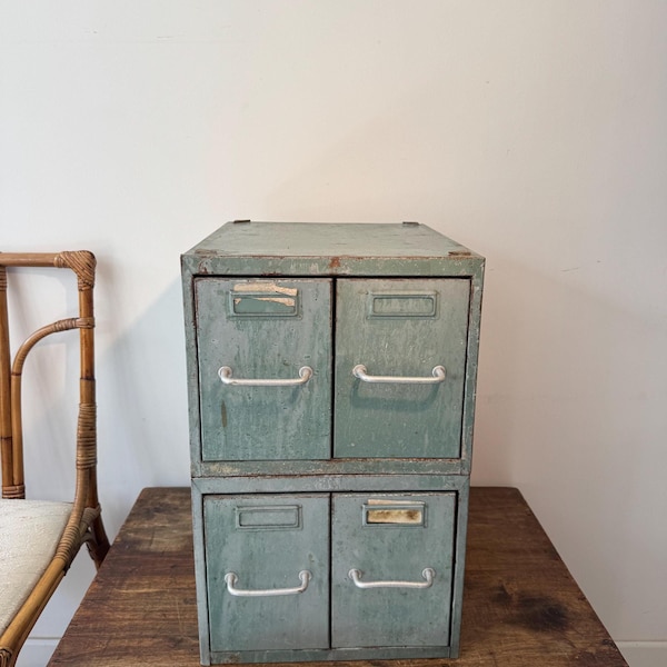 Vintage metal locker – Industrial metal storage – Workshop bin – Tradesman's furniture