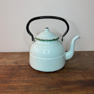 Vintage blue enamel kettle