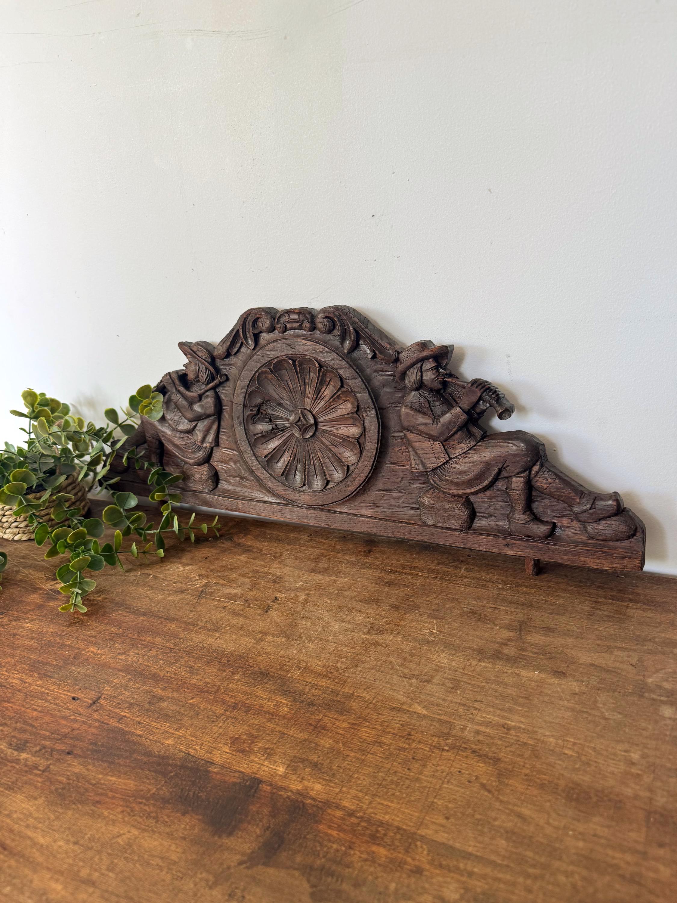 Antique carved wooden pediment