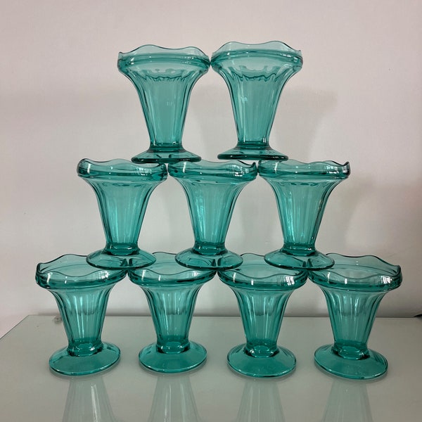 Luminarc Arcopal turquoise Coupe à glace/fruits/dessert vintage années 70