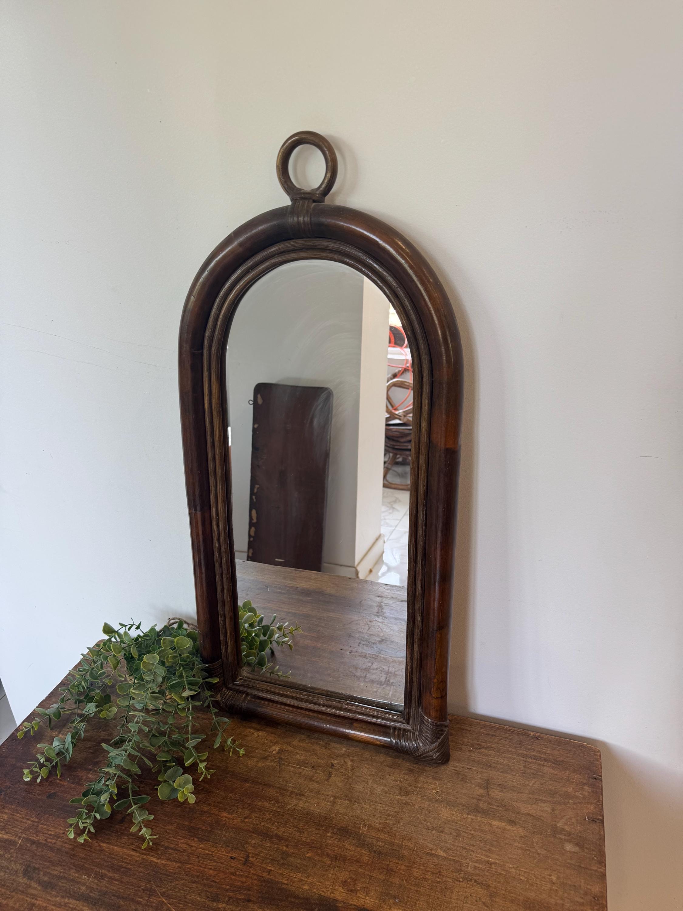 Miroir Rotin Osier Arche Vintage
