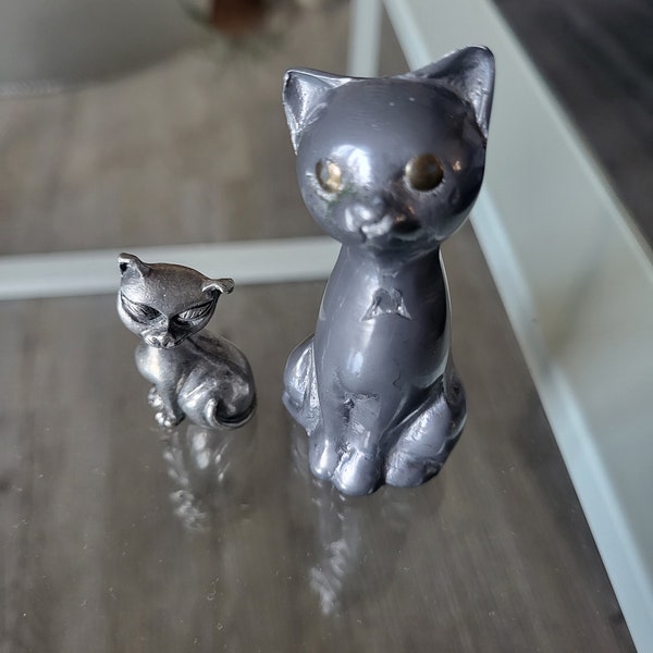 Figurines chats étain vintage
