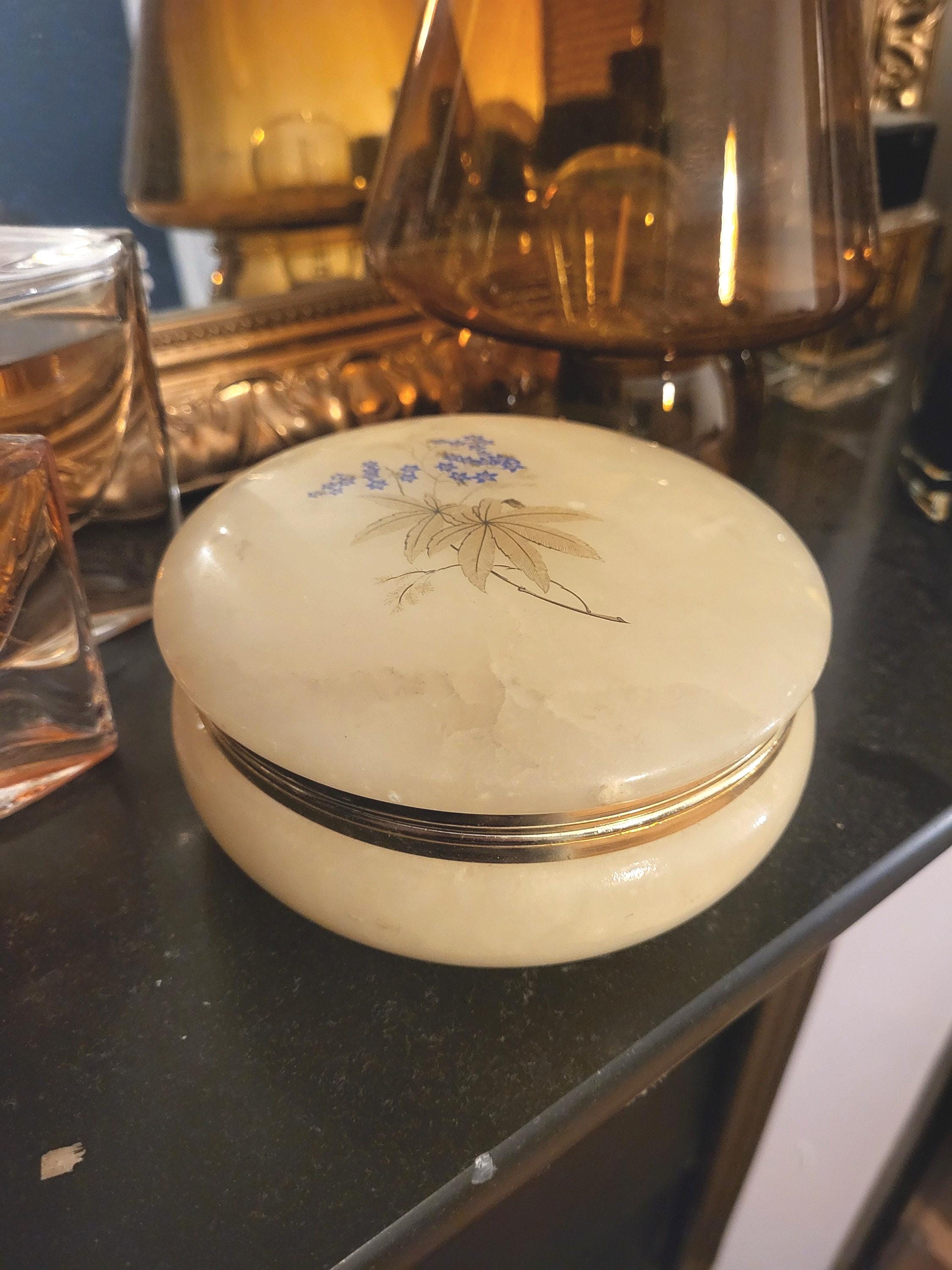 Boîte à Bijoux Vintage En Albâtre Blanc Nacré - Occasion, Sans Marque, Décoration élégante