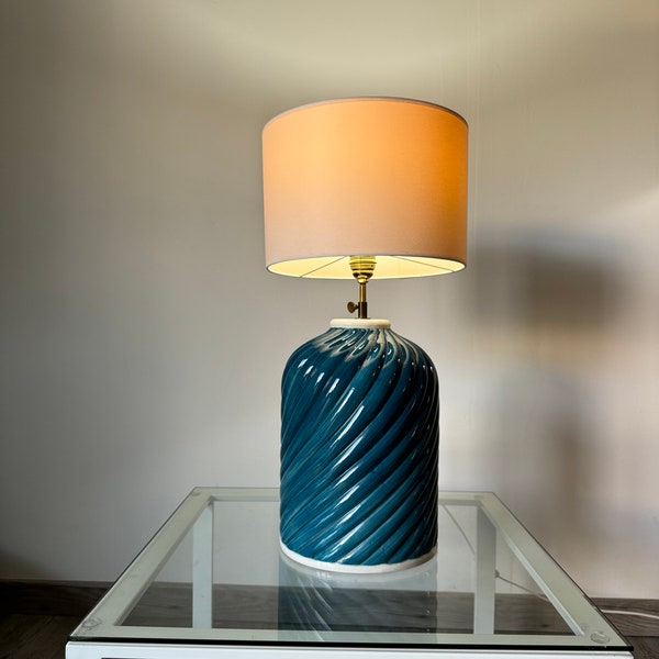 Lampe céramique bleu originale