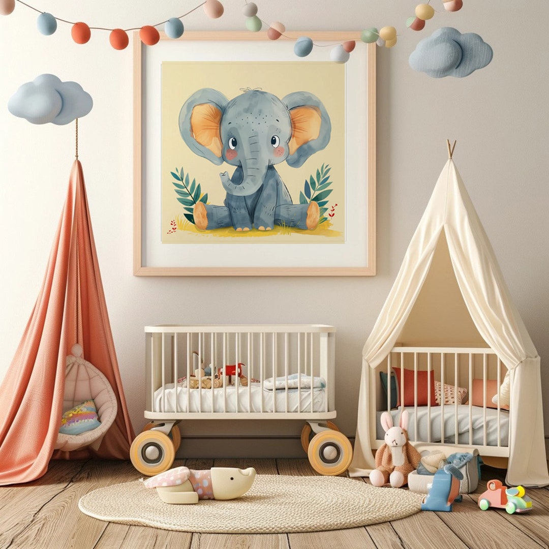 Elephant Printable Poster for Children Room Decor. Digital Download ...