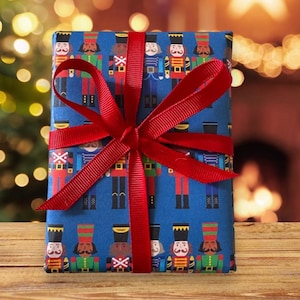 NUTCRACKER Gift Wrap | Extra Large sheets 480x660mm | Festive Christmas Wrapping Paper | Optional Tags