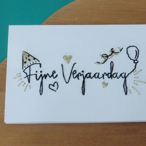 Gefeliciteerd Verjaardagskaart | DIY Kaart | Fijne Wens Kado | Stiksteek Borduren