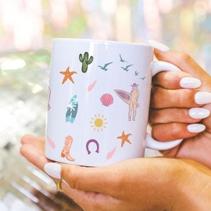 Coastal Cowgirl Mug, Colorful Coastal Cowgirl Mug, Coastal cowgirl Gift, Desert Cowgirl Cup, Cowgirl Bachelorette
