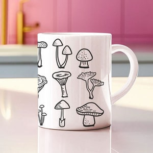 Mushroom Mug, Spores, Psilocybin Spores, Magic Mushroom Spores, Cottagecore, Print On Demand Mug, Morel Mushrooms