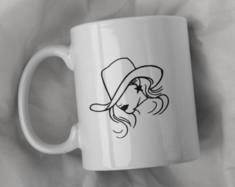 Cowgirl Silhouette Mug - Western Style Coffee Cup with Chic Cowgirl Outline | Unique Rodeo Gift