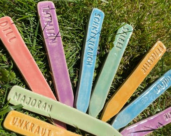 Herb markers/ Ceramic/ Colorful/ Garden/ Garden ceramics/ Plants/ Flowers/ Insects/ Durable/ Flower bed/ Spices/ Bees