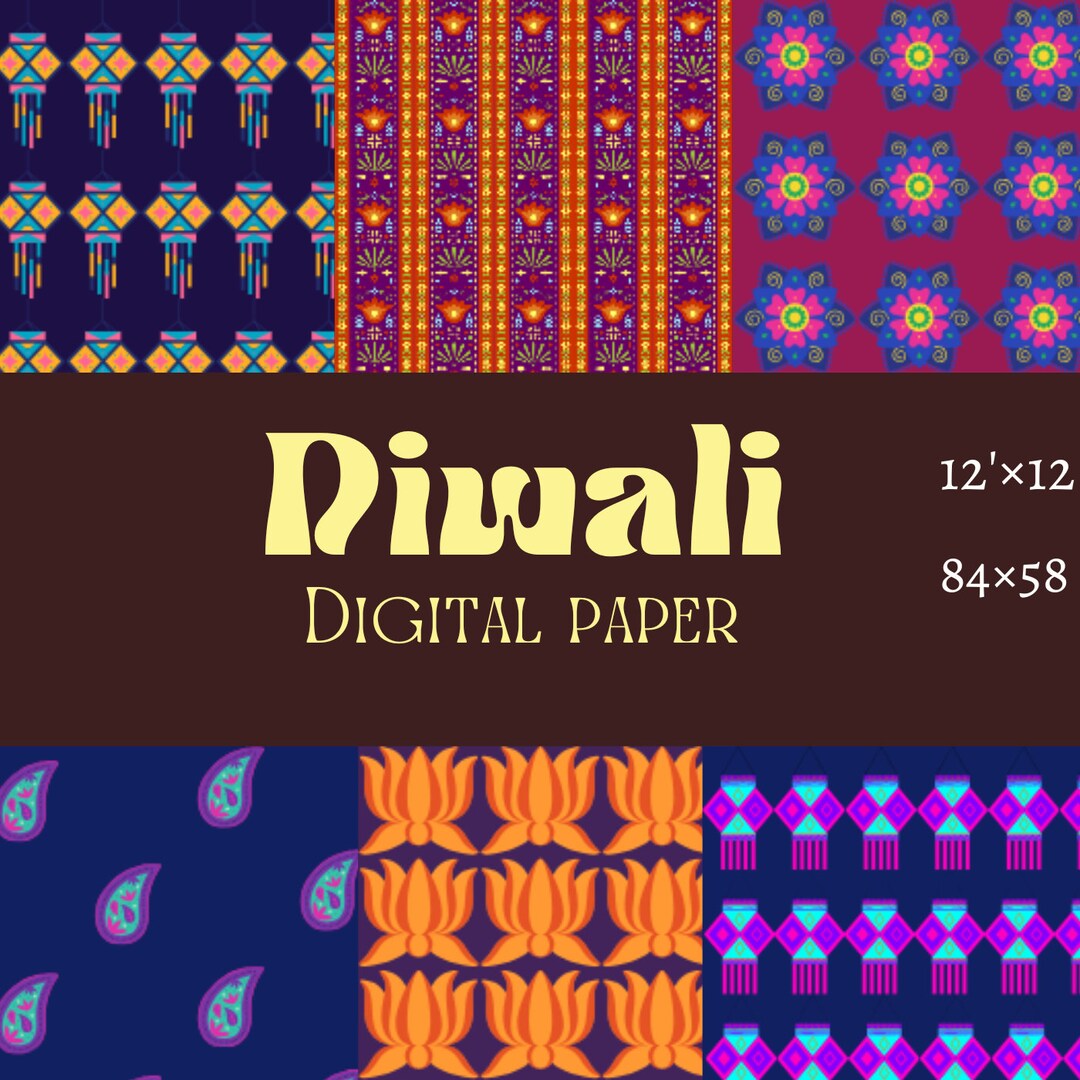 Diwali Digital Papers Commercial Use Scrapbook Paper Etsy