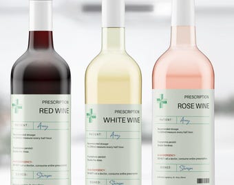Personalised Prescription Wine Bottle Sticker | Wine Bottle Prescription