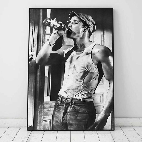 Marlon Brando Poster, Beer Poster, Black and White Poster, bar poster, bar print, Old Hollywood Print, Vintage Bar Decor, Retro Wall Art