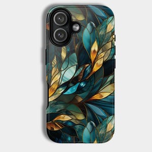 Radiant Reverie iPhone Case Nature-Inspired Stained Glass Window Artistic Radiant Colours Mosaic Leaves Sun Catcher Phone Case Nature Gift