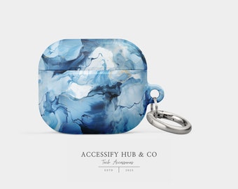 Blue Calacatta AirPods Case Covers for AirPod Pro 1, 2 and AirPods 1, 2, 3 Case, Apple AirPod Cases l Gift l Aesthetic l Blue Marble