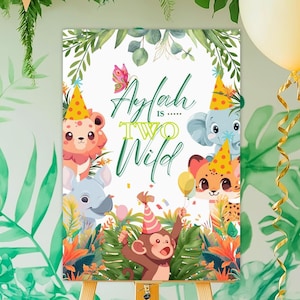 Bewerkbare feestbeesten verjaardagsuitnodiging kinderen jungle wilde dieren uitnodiging dierentuin safari dieren digitaal | Cadeau voor moeder |