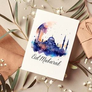 Eid-kaarten | Afdrukbare eid-kaart | Eid Mubarak-kaart | EID-kaarten digitaal | Islamitische kaarten | Direct downloaden | Prachtige eid-kaart
