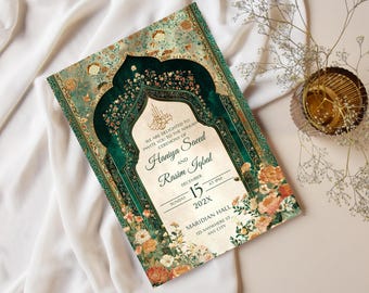 Islamic Wedding Invitation Template | Nikkah, Walima, Mehndi, Reception E-Invite