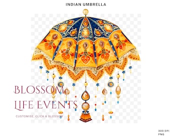 Indian Umbrella PNG | Desi Clipart | Mehndi Printable | Traditional Indian Umbrella | JPEG   | Mehndhi Sangeet Pithi Digital Decor |