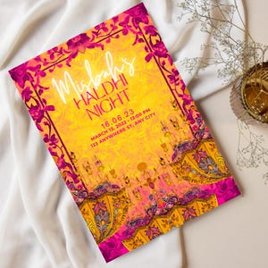 Invitación Haldi / Haldhi e-vite / Invitación Haldi rosa y naranja / Tarjeta electrónica floral personalizada / Tarjeta Gaye Holud / Tarjeta Gaye Holud / Tarjeta Mayun Rosa