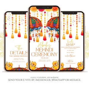 Mehendi Invite | Modern Mehndi Invitation | Printable Digital Design | Beautiful Elegant Mehndi E-Invite | E-vite for Mehndi Pithi Dolkhi