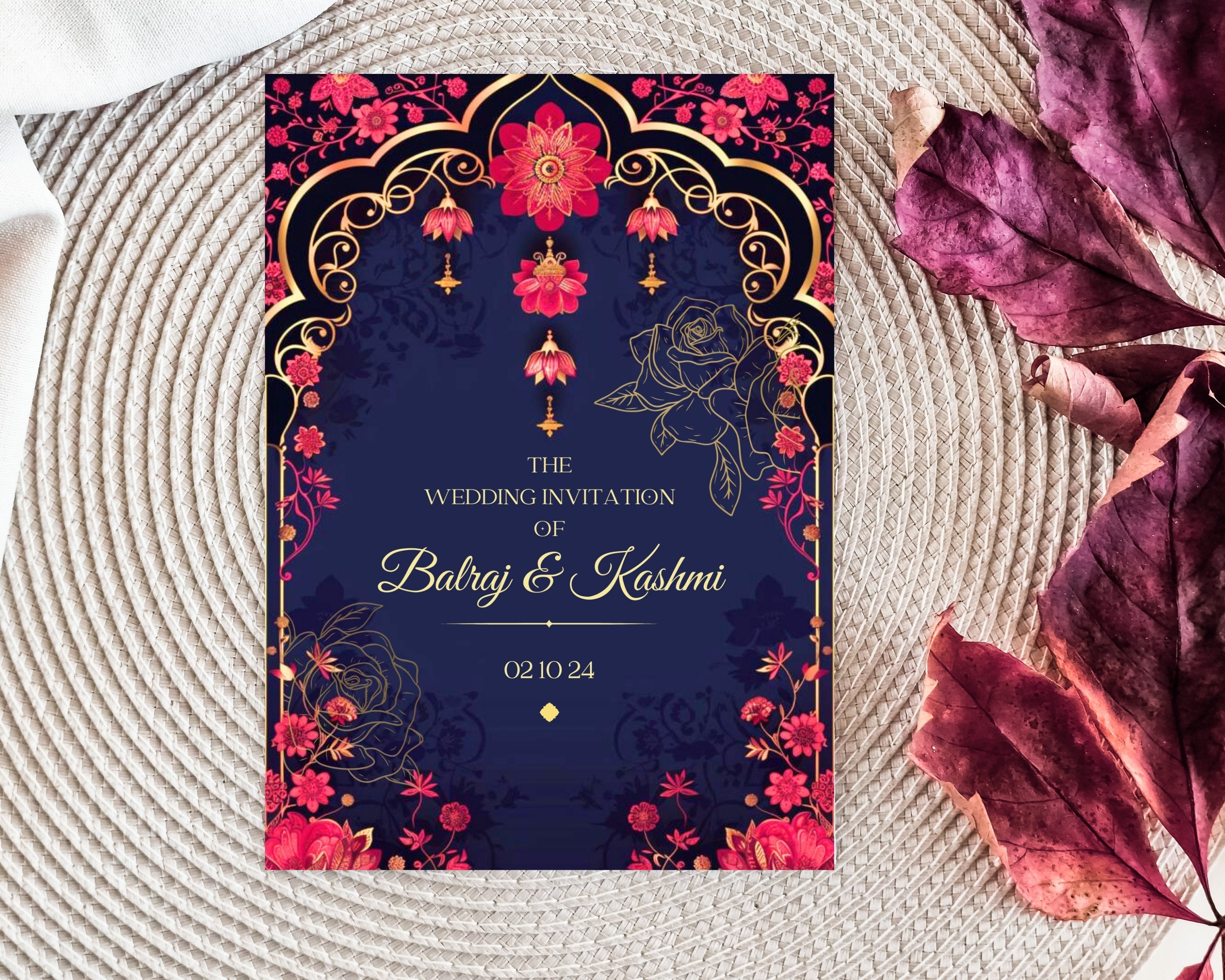 Beautiful Hindu Wedding Invitation | Floral Hindu Wedding Cards Haldi  Elegant Invites for Indian, Nepalese Ceremony Desi Invite | Navy - Etsy, image size:3000x2400