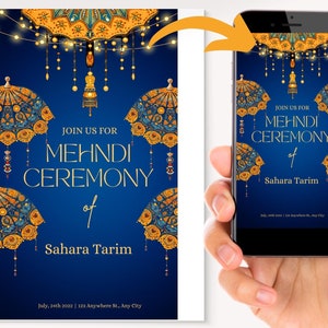 Mehndi E-Vite | Indian Wedding Invitation | Printable Digital Design | Henna E-vite | Sangeet digital invite | Mayoun digital invite
