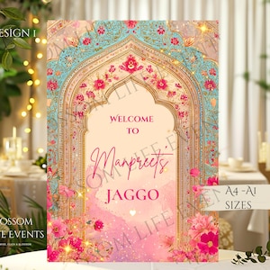 Jago sign | Jaggo night sign | Jago welcome sign for punjabi wedding | Beautiful Floral Sign Mehndi or sangeet Gift for Bride | A1 foamex