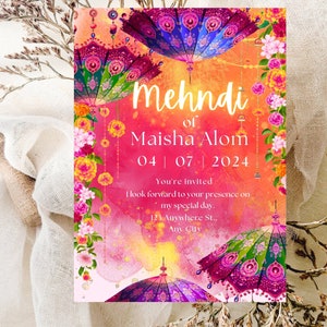Lindo convite Mehndi | Convite Mehendi verde para noivo | Cartão de convite Mehndi | Convite de hena para impressão | Evite floral | Presente para noiva