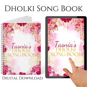 Printable Dholki Song Book Digital Mehndi Song book Dholki Songs Lyrics Book Floral Pink Song Book Punjabi Tapay Songs modern Dholki party