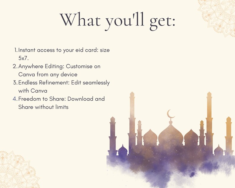 Digital and Printable Eid Card for muslims. Eid Ul Fitr Card