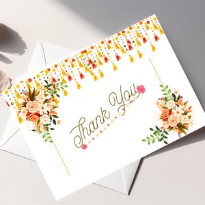 Mehndi Thank You Card Printable Sangeet Thankyou Card Floral